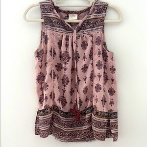 Knox Rose Pink Sleeveless Tie Front Blouse size M